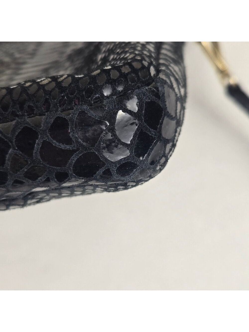 Michael Kors Black Patent Python Embossed Laptop Computer Case Double Zip Strap - Picture 5 of 14